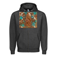 Charcoal Heather highland cow turquoise gemstones western patterns Zipper Hoodie - BarkalooDesign