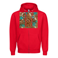 Red highland cow turquoise gemstones western patterns Zipper Hoodie - BarkalooDesign