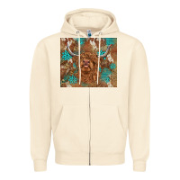 Sandshell highland cow turquoise gemstones western patterns Zipper Hoodie - BarkalooDesign