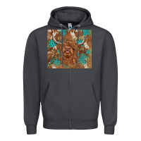 Smoke highland cow turquoise gemstones western patterns Zipper Hoodie - BarkalooDesign