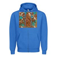 True Royal highland cow turquoise gemstones western patterns Zipper Hoodie - BarkalooDesign