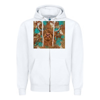 White highland cow turquoise gemstones western patterns Zipper Hoodie - BarkalooDesign