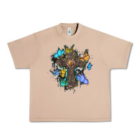 Burro cross with butterflies cowhide background Urban Heavy Tee - BarkalooDesign