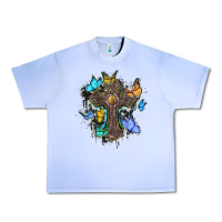 Grape Ice cross with butterflies cowhide background Urban Heavy Tee - BarkalooDesign