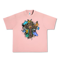 Salmon cross with butterflies cowhide background Urban Heavy Tee - BarkalooDesign