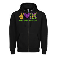 Black peace love mardi gras Zipper Hoodie - Jasminsmagicworld