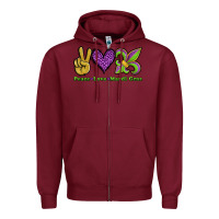 Burgundy peace love mardi gras Zipper Hoodie - Jasminsmagicworld