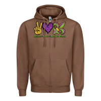 Chestnut peace love mardi gras Zipper Hoodie - Jasminsmagicworld