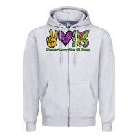 Heather Grey peace love mardi gras Zipper Hoodie - Jasminsmagicworld
