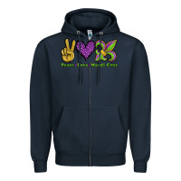 Navy peace love mardi gras Zipper Hoodie - Jasminsmagicworld
