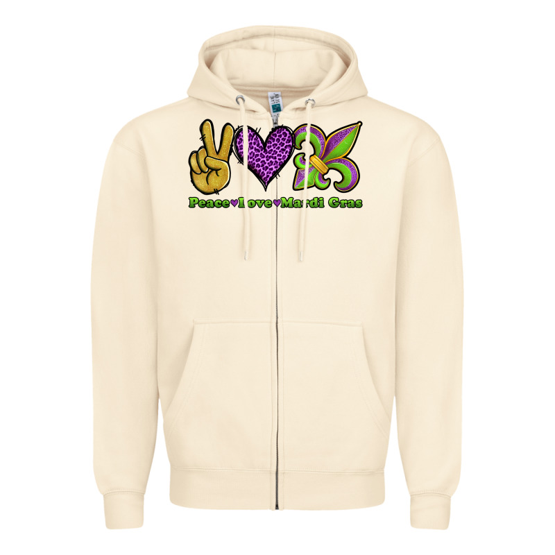 Peace Love Mardi Gras Zipper Hoodie by Jasminsmagicworld | Teevron