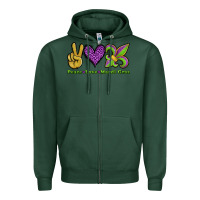 Sports Green peace love mardi gras Zipper Hoodie - Jasminsmagicworld