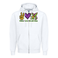 White peace love mardi gras Zipper Hoodie - Jasminsmagicworld