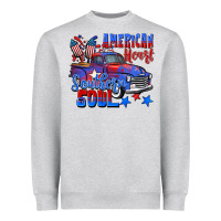 Heather Grey American heart southern soul truck 4th of july Heavyweight Sweatshirt - CowGirlArtShop