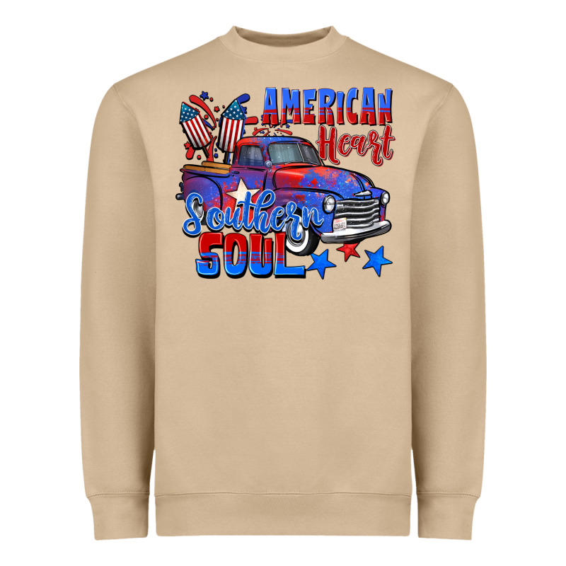 American Heart Southern Soul Truck 4th Of July Heavyweight Sweatshirt by CowGirlArtShop | Teevron