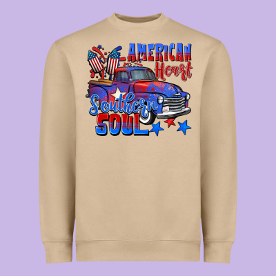 American Heart Southern Soul Truck 4th Of July Heavyweight Sweatshirt Designed By Cowgirlartshop