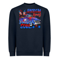 Navy American heart southern soul truck 4th of july Heavyweight Sweatshirt - CowGirlArtShop