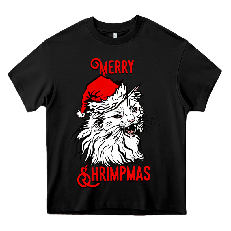 Merry Christmas Cat Heavy Core Tee by SublimationCraftShop | Teevron