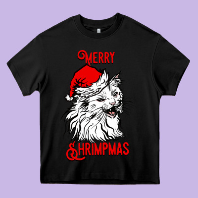 Merry Christmas Cat Heavy Core Tee Designed By Sublimationcraftshop
