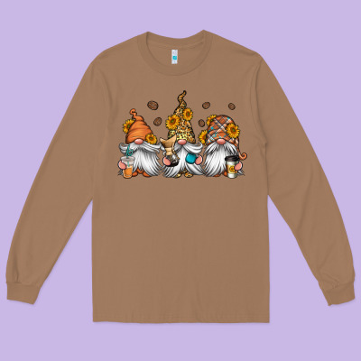 Coffee Gnomes Long Sleeve Tee Designed By Jasminsmagicworld