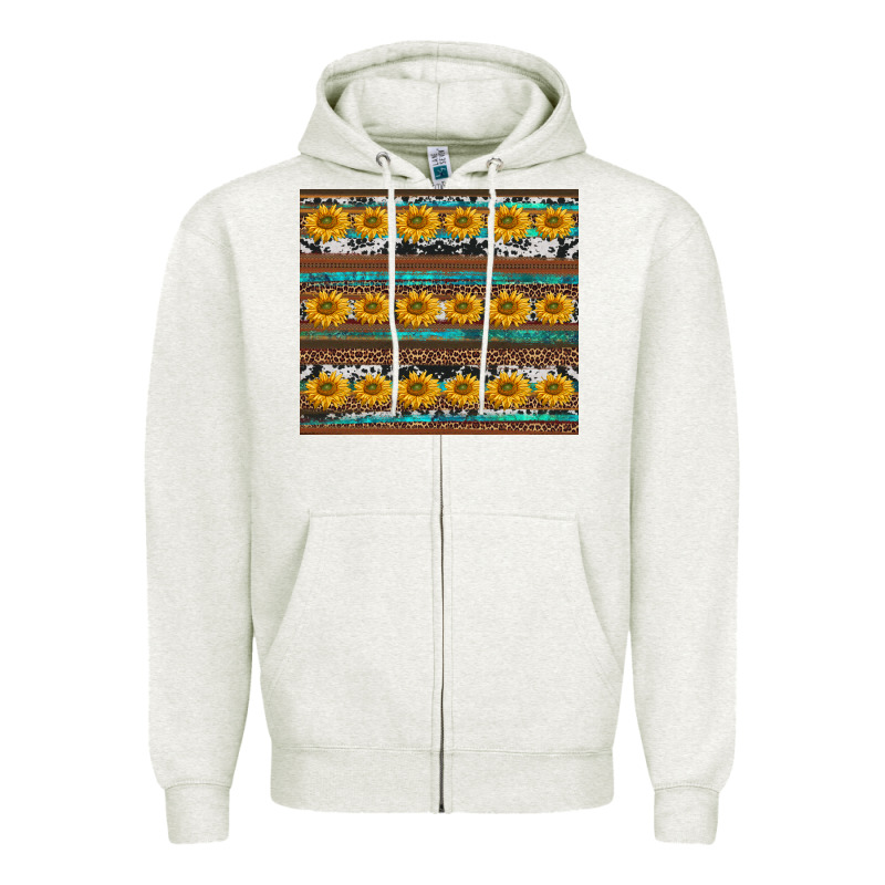 Sunflowers Leopard Cowhide Turquoise Zipper Hoodie by BarkalooDesign | Teevron