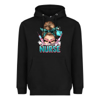 Black nurse life messy bun Heavyweight Hoodie - NancyCooperArtShop