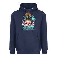 Navy nurse life messy bun Heavyweight Hoodie - NancyCooperArtShop