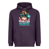 Plum nurse life messy bun Heavyweight Hoodie - NancyCooperArtShop