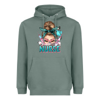 Sage nurse life messy bun Heavyweight Hoodie - NancyCooperArtShop