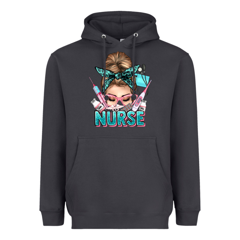 Nurse Life Messy Bun Heavyweight Hoodie by NancyCooperArtShop | Teevron