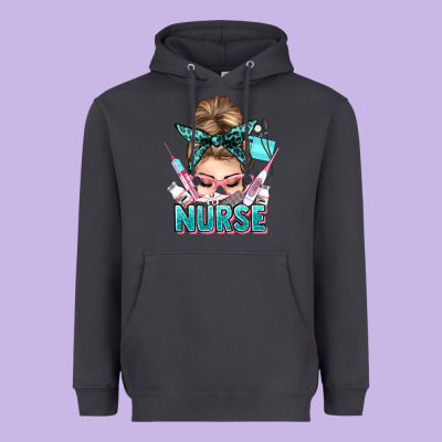 Nurse Life Messy Bun Heavyweight Hoodie Designed By Nancycooperartshop