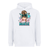 White nurse life messy bun Heavyweight Hoodie - NancyCooperArtShop