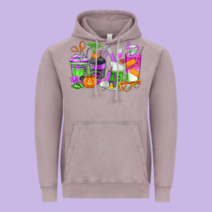 Halloween Nurse Coffee Cups Vintage Hoodie Designed By Texasbilliewilder