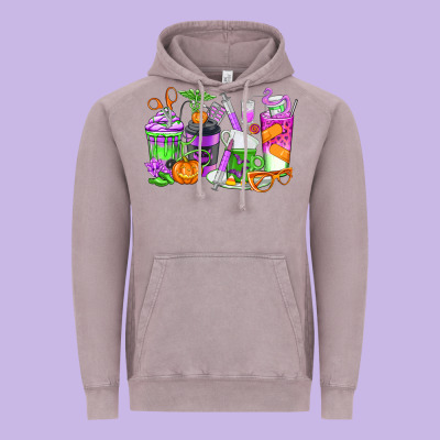 Halloween Nurse Coffee Cups Vintage Hoodie Designed By Texasbilliewilder