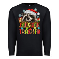 Black lets get trashed with raccoon Premium Sweatshirt - MaliasSmallBusiness