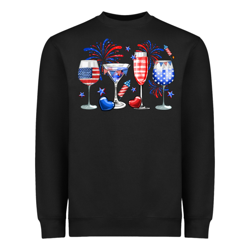 4th Of July Wine Glasses Heavyweight Sweatshirt by Neo Western | Teevron