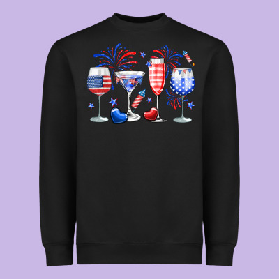 4th Of July Wine Glasses Heavyweight Sweatshirt Designed By Neo Western
