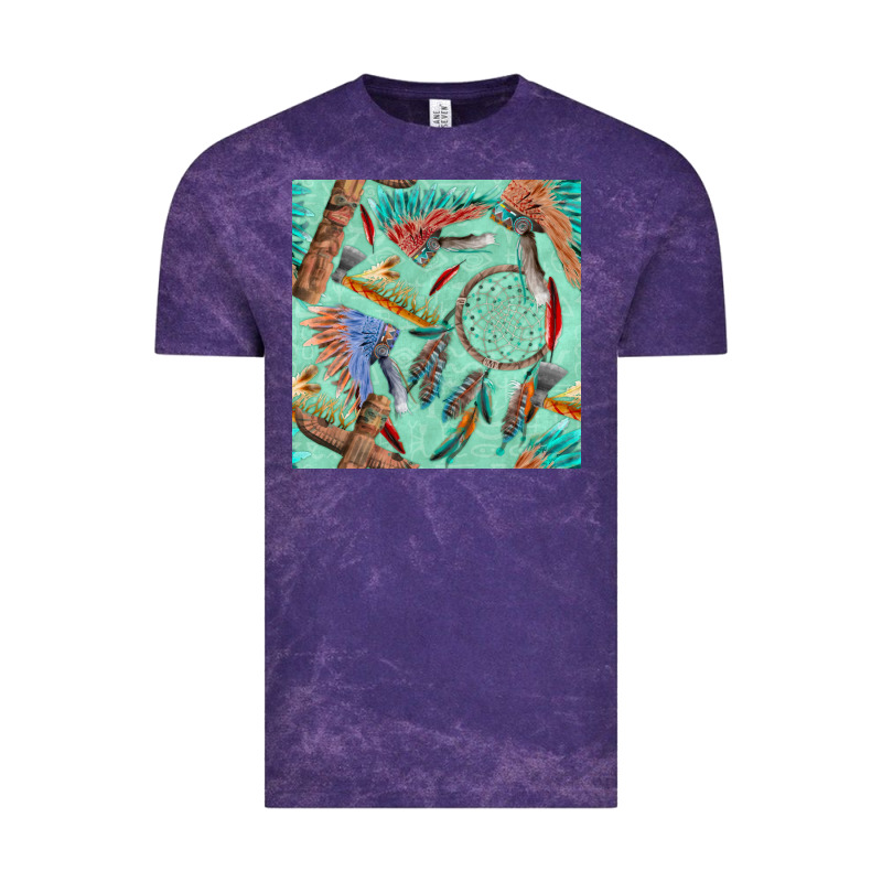 Pipe Tomahawk Dreamcatcher Headdress Seamless Patt Vintage Tee by FaDigitalArtStudio | Teevron