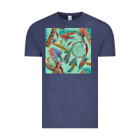 Vintage Denim pipe tomahawk dreamcatcher headdress seamless patt Vintage Tee - FaDigitalArtStudio