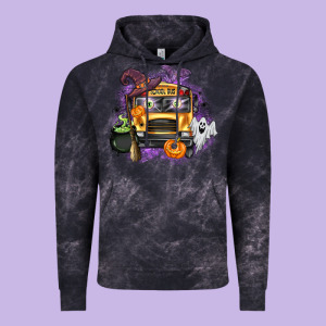 Halloween School Bus Vintage Hoodie Designed By Texasbilliewilder