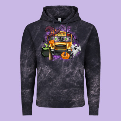 Halloween School Bus Vintage Hoodie Designed By Texasbilliewilder