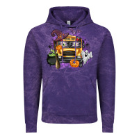 Cloud Purple Halloween School Bus Vintage Hoodie - texasbilliewilder