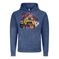 Vintage Denim Halloween School Bus Vintage Hoodie - texasbilliewilder