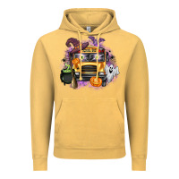 Vintage Mustard Halloween School Bus Vintage Hoodie - texasbilliewilder