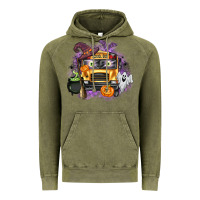 Vintage Olive Halloween School Bus Vintage Hoodie - texasbilliewilder