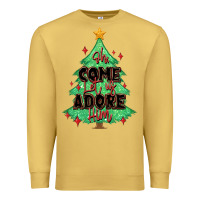 Antique Gold oh come let us adore him christmas tree Premium Sweatshirt - MaliasSmallBusiness