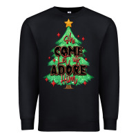 Black oh come let us adore him christmas tree Premium Sweatshirt - MaliasSmallBusiness