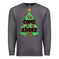 Charcoal Heather oh come let us adore him christmas tree Premium Sweatshirt - MaliasSmallBusiness