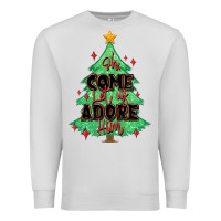 Dove Grey oh come let us adore him christmas tree Premium Sweatshirt - MaliasSmallBusiness