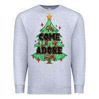 Heather Grey oh come let us adore him christmas tree Premium Sweatshirt - MaliasSmallBusiness